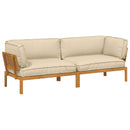 Sofa Sæt med pude Ensfarvet 2 pcs Beige Massivt Akacietræ