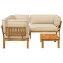 Sofa Sæt med pude Ensfarvet 4 pcs Beige Massivt Akacietræ