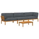 Sofa Sæt med pude Ensfarvet 4 pcs Antracit Massivt Akacietræ