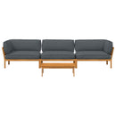 Sofa Sæt med pude Ensfarvet 4 pcs Antracit Massivt Akacietræ
