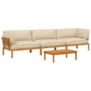 Sofa Sæt med pude Ensfarvet 4 pcs Beige Massivt Akacietræ