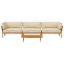 Sofa Sæt med pude Ensfarvet 4 pcs Beige Massivt Akacietræ