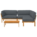 Sofa Sæt med pude Ensfarvet 4 pcs Antracit Massivt Akacietræ
