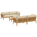 Sofa Sæt med pude Ensfarvet 5 pcs Beige Massivt Akacietræ