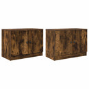 Sengeskab 2 pcs Røget eg 66 x 35 x 48 cm Konstrueret træ