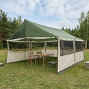 Familietelt med tag Grøn 450 x 400 x 265 cm Polyester og Stål