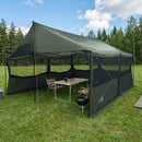 Familietelt Army grøn 450 x 400 x 265 cm Polyester og Stål