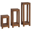 Planteholder 3 stk. Naturfarvet 25 x 25 x 80 cm Massiv Teaktræ