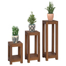 Planteholder 3 stk. Naturfarvet 25 x 25 x 80 cm Massiv Teaktræ