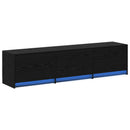 TV-skab med LED Sort eg 165 x 34 x 40 cm Konstrueret træ