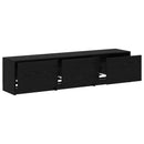 TV-skab med LED Sort eg 165 x 34 x 40 cm Konstrueret træ