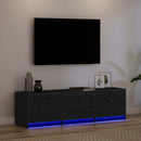 TV-skab med LED Sort eg 140 x 34 x 40 cm Konstrueret træ