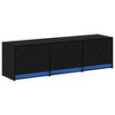 TV-skab med LED Sort eg 140 x 34 x 40 cm Konstrueret træ