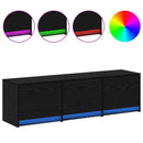 TV-skab med LED Sort eg 140 x 34 x 40 cm Konstrueret træ