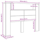 Hovedgærde kabinet med LED Sort Eg 140 x 16,5 x 103,5 cm