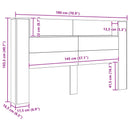 Hovedgærde kabinet med LED Sort Eg 180 x 16,5 x 103,5 cm