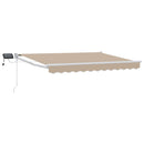 Manuel udtrækkelig markise med LED Beige og hvid 3,5 x 2,5 m