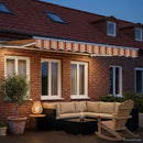 Manuel markise-ramme med LED-lys Gul, Orange og Hvid 2,5 x 2 m
