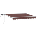 Manuel markise-ramme med LED-lys Brun og hvid 3,5 x 2 m