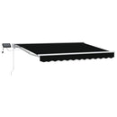 Manuel markise-ramme med LED-lys Sort og Hvid 3 x 2,5 m