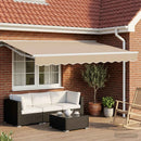 Manuel markise-ramme med LED-lys Beige og hvid 3 x 2,5 m