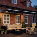 Manuel markise-ramme med LED-lys Sort og Hvid 3,5 x 2,5 m
