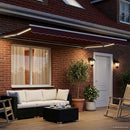 Manuel markise-ramme med LED-lys Bordeaux og Hvid 4 × 3 m