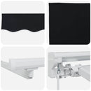 Manuel markise-ramme med LED-lys Sort og Hvid 4 × 3 m