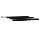 Manuel markise-ramme med LED-lys Sort og Hvid 4 × 3 m