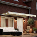 Manuel markise-ramme med LED-lys Creme og hvid 4,5 × 3,5 m