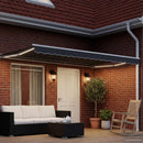 Manuel markise-ramme med LED-lys Hvid og antracit 4,5 × 3,5 m
