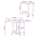 Foldbart spisebord med hjul 130 x 80 x 76,5 cm stål PB