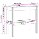 Konsolbord med hylde VoksBrun 80 x 40 x 75 cm Massivt fyrretræ