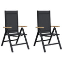 Lænestole til haven 2 pcs Sort 58 x 73 x 111,5 cm Textilene