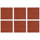 Trædesten 6 pcs Rød 40,5 x 40,5 x 2 cm Gummi