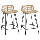 Barbænk 2 stk. Naturfarvet 44 x 45 x 76 cm Rattan og Stål