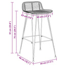Barstol 44 x 46 x 91 cm Stangjern Dia, 10mm