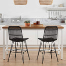 Spisestol 2 pcs Sort 41 x 55 x 85 cm Rattan og Stål