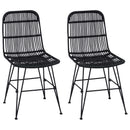 Spisestol 2 pcs Sort 41 x 55 x 85 cm Rattan og Stål
