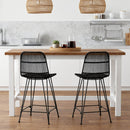 Barbænk 2 stk. Sort 44 x 54 x 96 cm Rattan og Stål