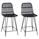 Barbænk 2 stk. Sort 44 x 54 x 96 cm Rattan og Stål