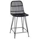 Barbænk 2 stk. Sort 44 x 54 x 96 cm Rattan og Stål