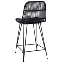 Barbænk 2 stk. Sort 44 x 54 x 96 cm Rattan og Stål