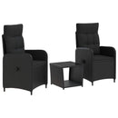 Have lounge sæt 3 stk. Sort PE rattan og pulverlakeret stål