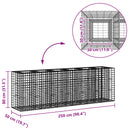 Gabion højbed 2 pcs Sølv 250 x 50 x 80 cm Galvaniseret stål
