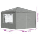 Party Tent 300 x 300 x 255 cm Lysegrå PE og stål