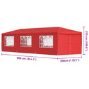 Party Tent 900 x 300 x 255 cm Rød PE og stål