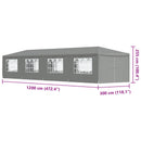 Party Tent 1200 x 300 x 255 cm Lysegrå PE og stål