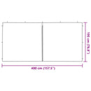 Festasidevæg 2 pcs Lysegrå 400 x 195 cm PE og stål