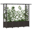 Hævet Bed med Trellis og Tag Brun 203 x 40 x 136 cm PP